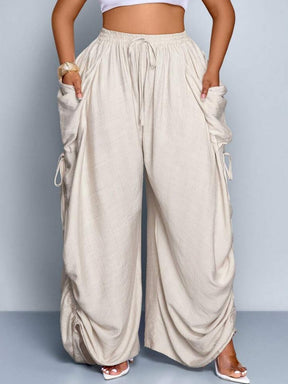 Solid Color Tie-Waist Wide Leg Pant