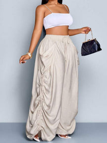 Solid Color Tie-Waist Wide Leg Pant