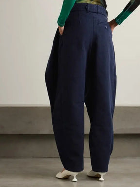 Asymmetric Layered Belted Organic Cotton-Twill Tapered Pants