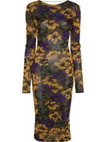 Floral-Print Mesh Maxi Dress
