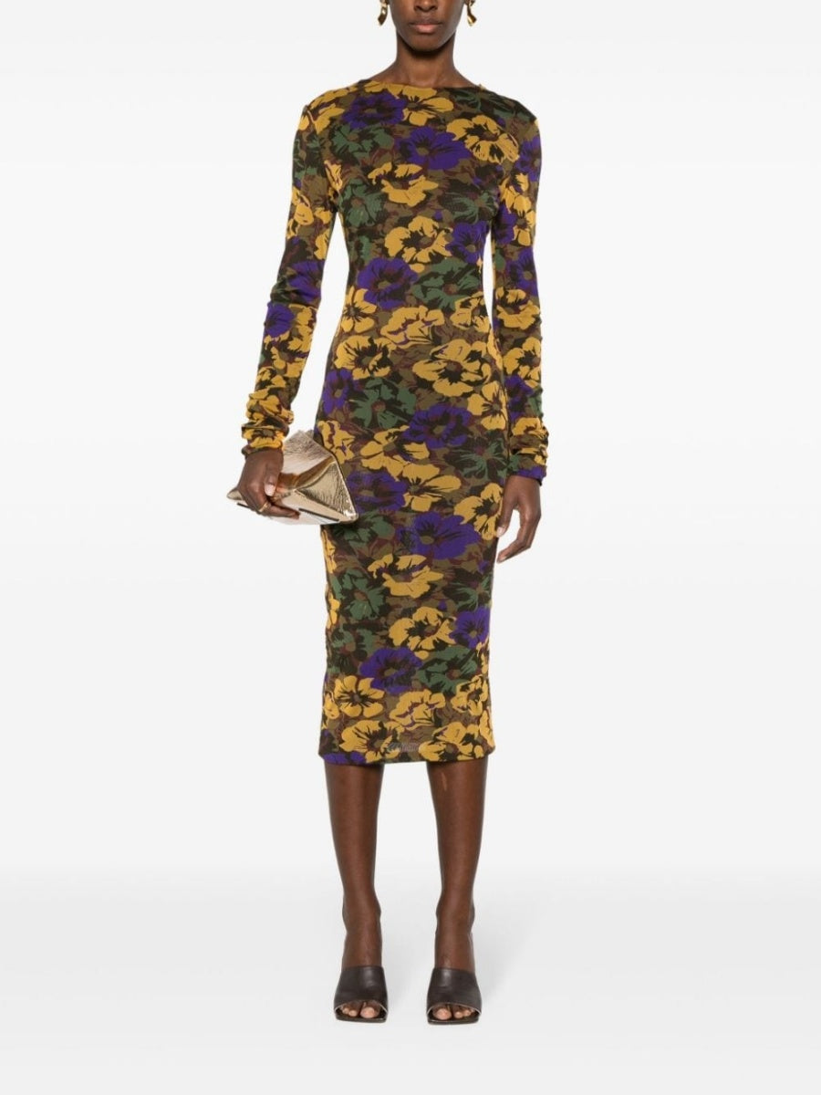 Floral-Print Mesh Maxi Dress