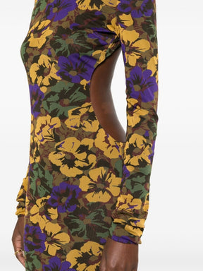 Floral-Print Mesh Maxi Dress