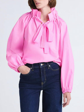Ruffle Neck Cotton Top