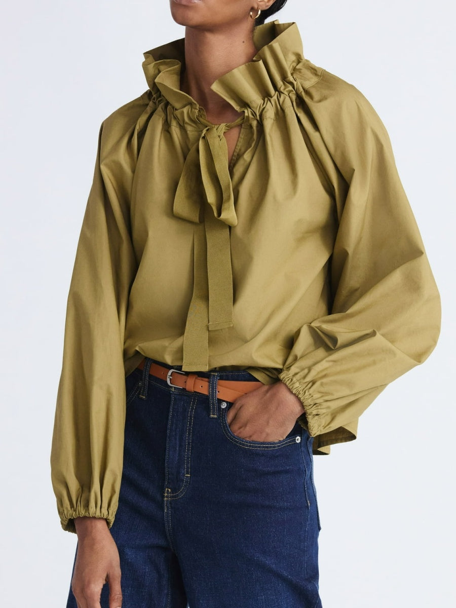 Ruffle Neck Cotton Top