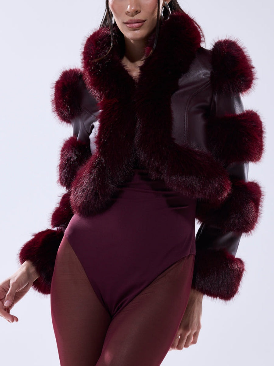 FAUX FUR MOTO JACKET