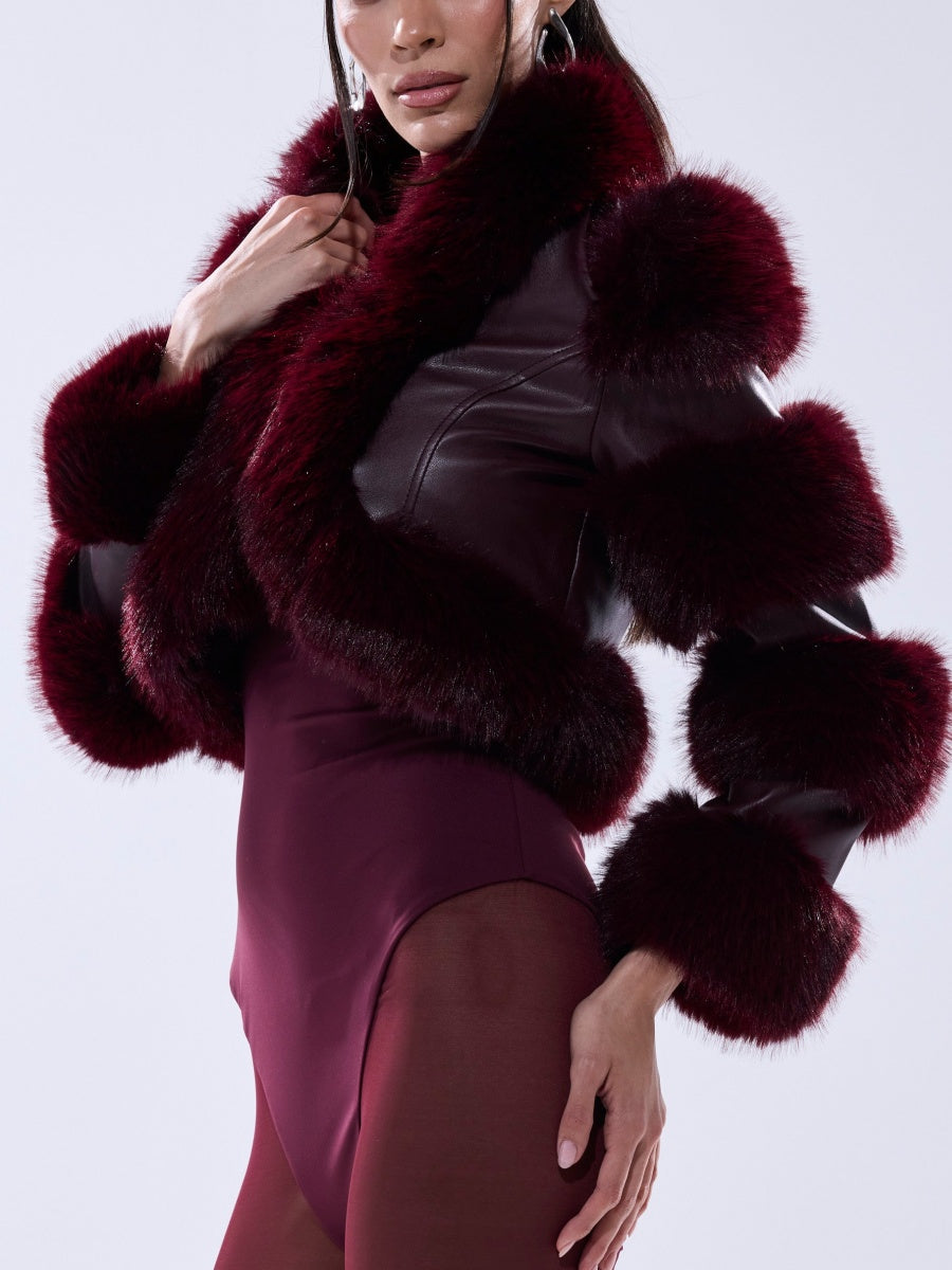 FAUX FUR MOTO JACKET