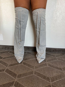 Sweatpant Knee High Boots