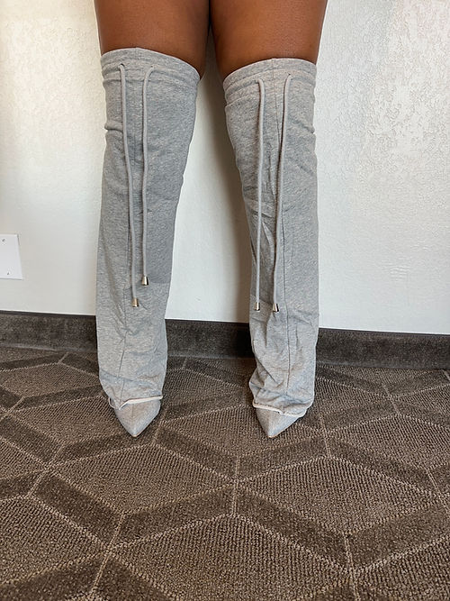 Sweatpant Knee High Boots