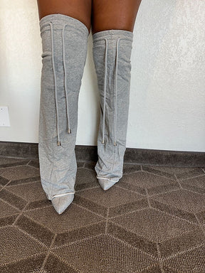 Sweatpant Knee High Boots