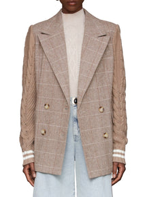 Double Breasted Mixed Media Blazer