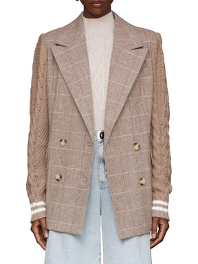 Double Breasted Mixed Media Blazer