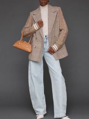 Double Breasted Mixed Media Blazer