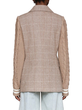 Double Breasted Mixed Media Blazer