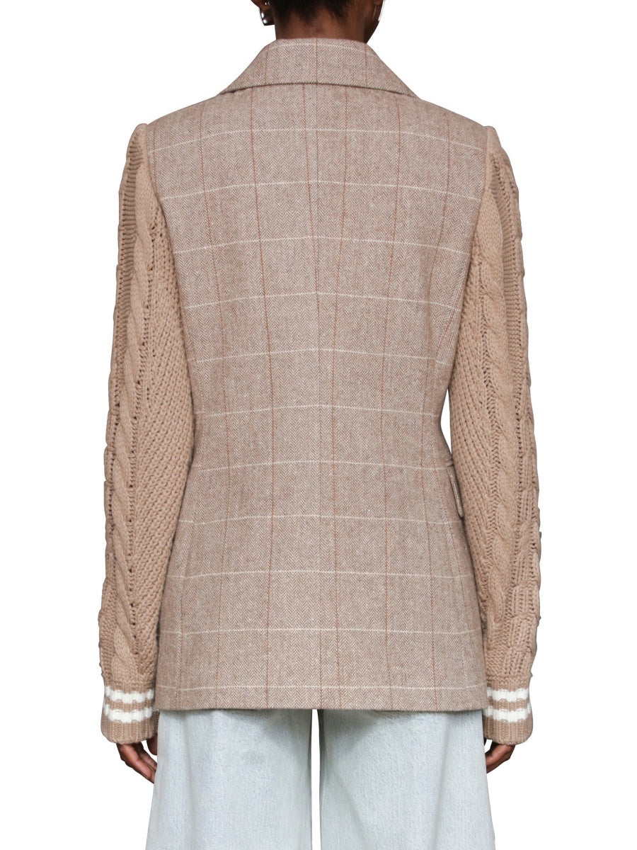 Double Breasted Mixed Media Blazer