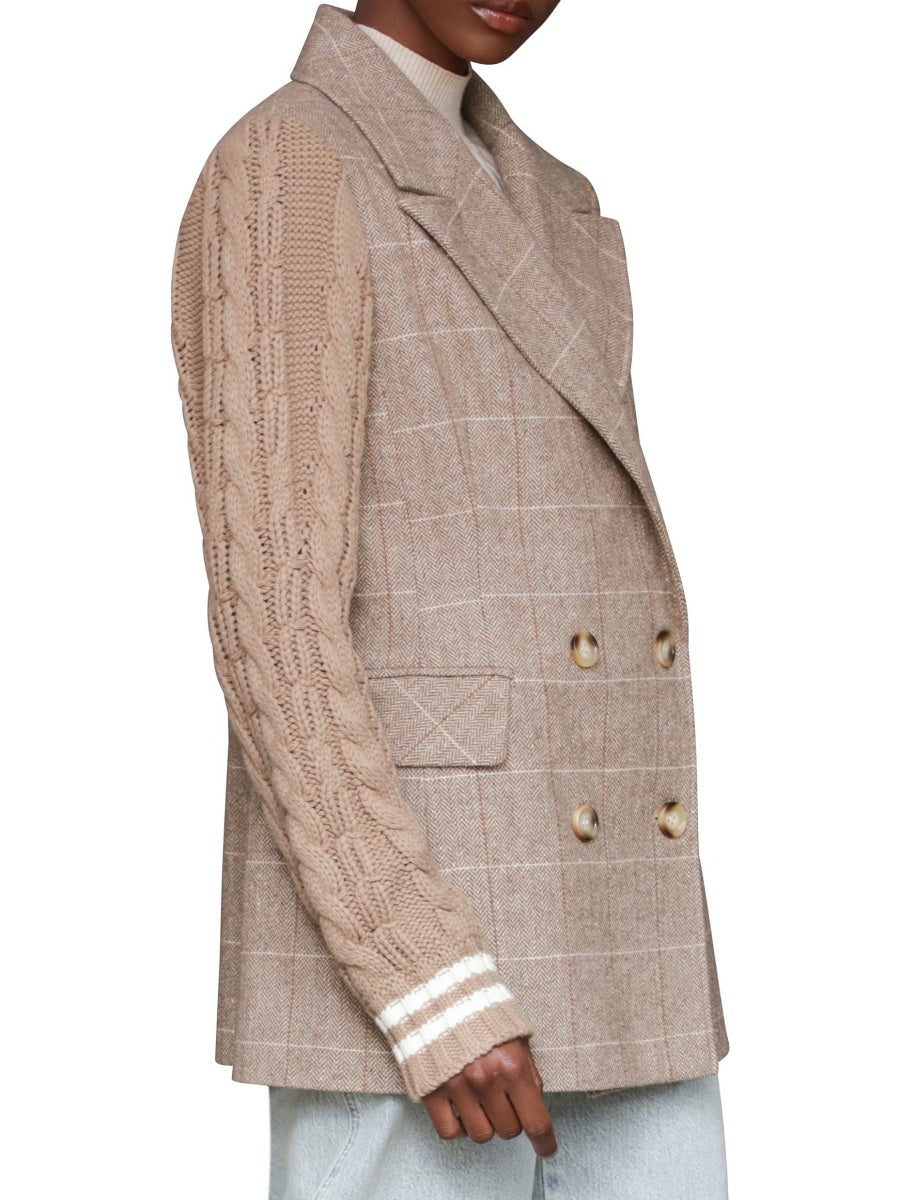 Double Breasted Mixed Media Blazer