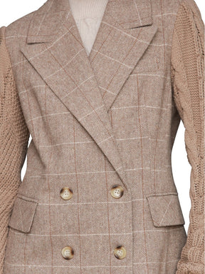 Double Breasted Mixed Media Blazer