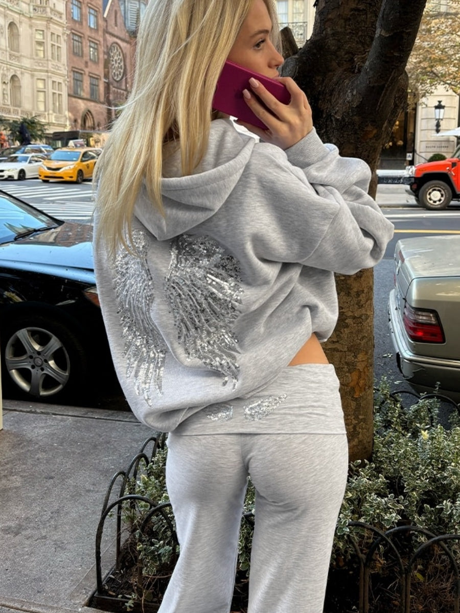 Wings sequin hoodie Set