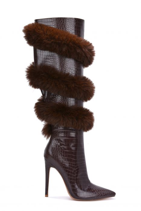 Crocodile Finish Knee High Heel