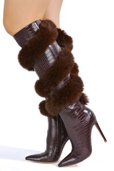 Crocodile Finish Knee High Heel