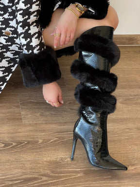 Crocodile Finish Knee High Heel