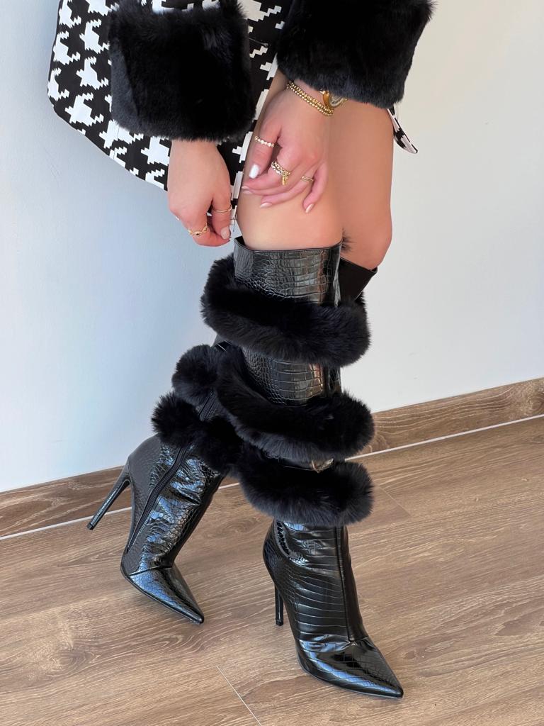 Crocodile Finish Knee High Heel