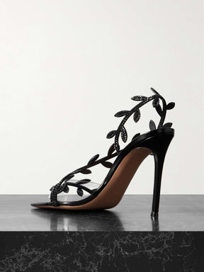 Crystal-Embellished Leather And PVC Sandals