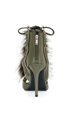 Faux Fur Open Toe Bootie