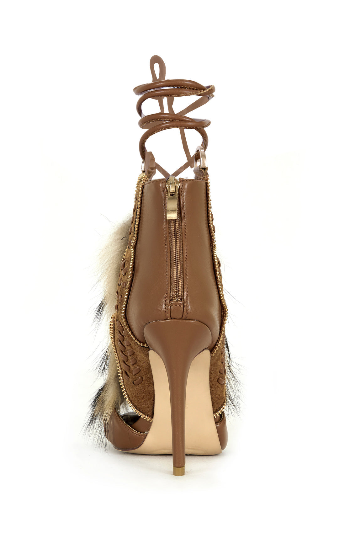 Faux Fur Open Toe Bootie