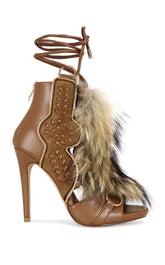 Faux Fur Open Toe Bootie