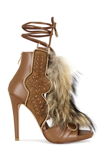 Faux Fur Open Toe Bootie