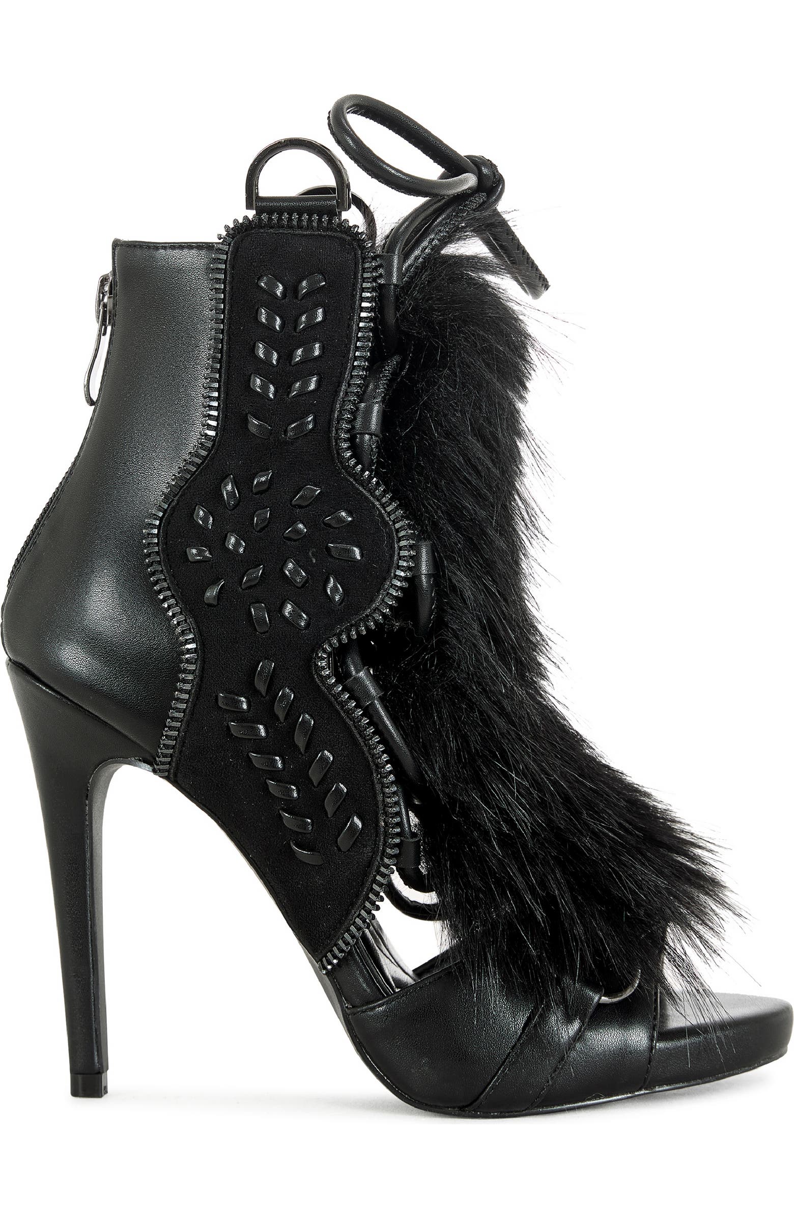 Faux Fur Open Toe Bootie