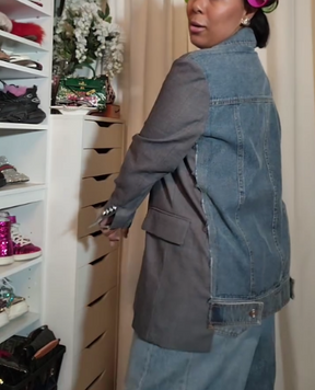 Gray And Denim Blazer