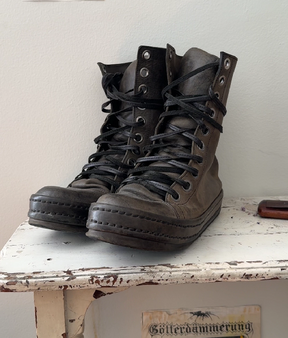 Laced Leather High Top Boots