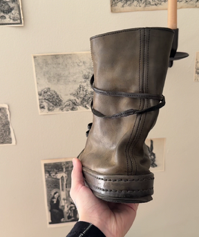 Laced Leather High Top Boots