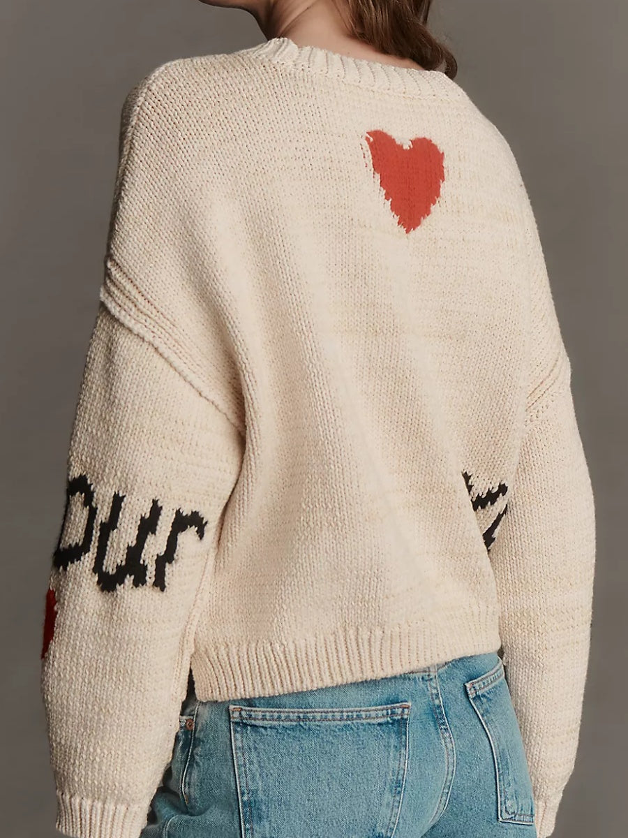 Lovestruck Long-Sleeve Crew-Neck Sweater