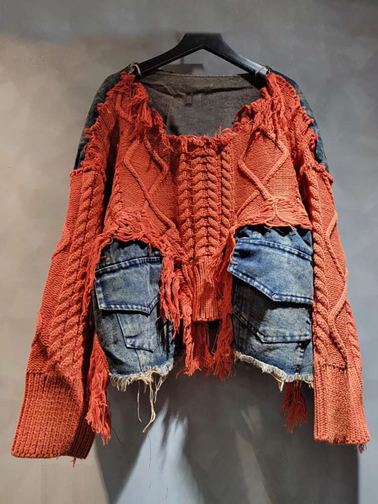Vintage Washed Denim Sweater
