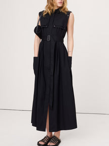 Stretch-Cotton Utility Maxi Dress