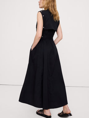Stretch-Cotton Utility Maxi Dress