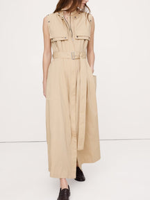 Stretch-Cotton Utility Maxi Dress