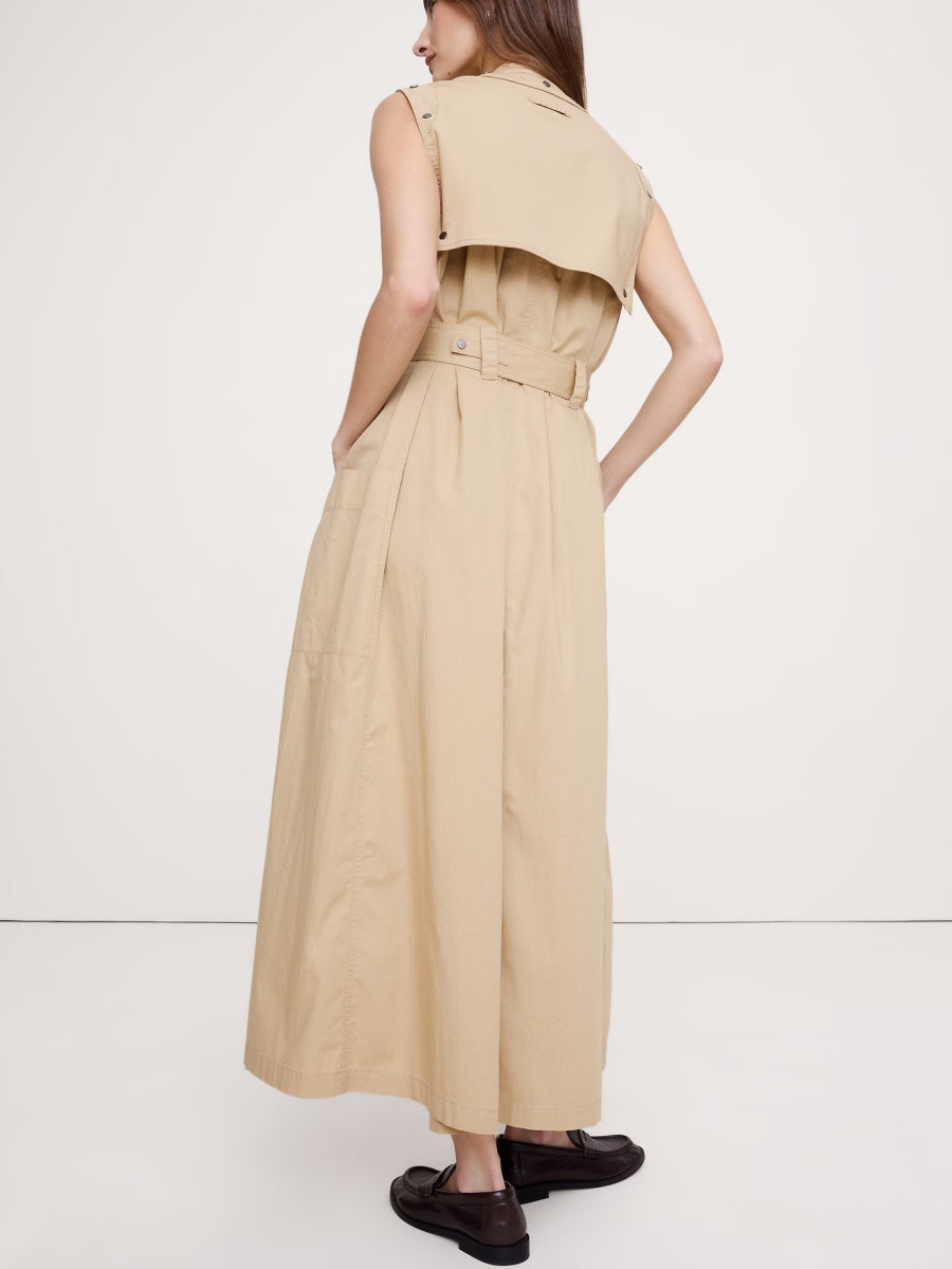 Stretch-Cotton Utility Maxi Dress