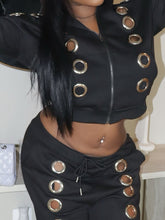 Hollowed Out Sweatshirt Two Pieces Set