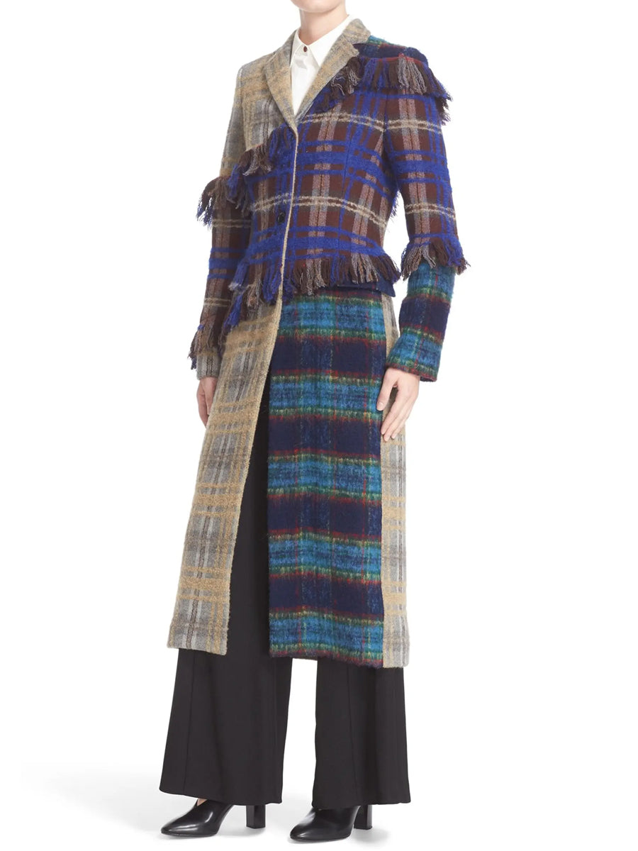 Fashion Fringe Patchwork Long Sleeve Coat