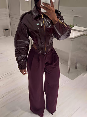 Leather Bustier Bodice Tight Fit Jacket