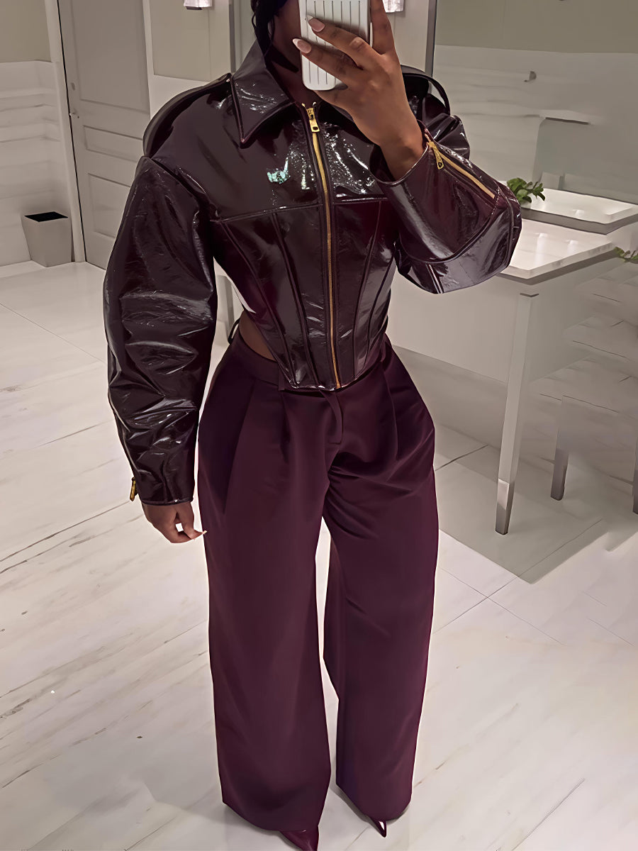 Leather Bustier Bodice Tight Fit Jacket