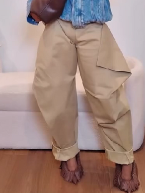 Solid Color Wide-Leg Pants