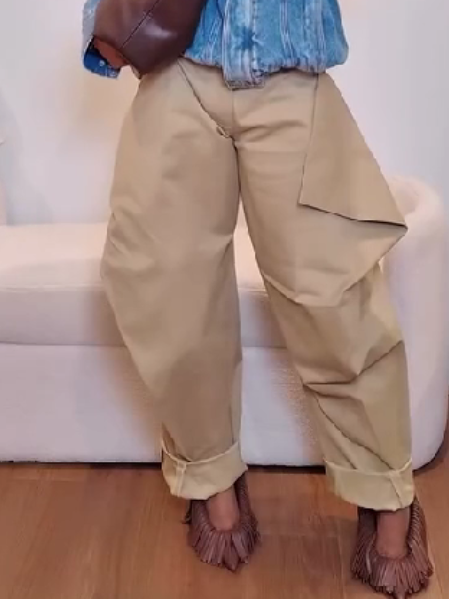 Solid Color Wide-Leg Pants