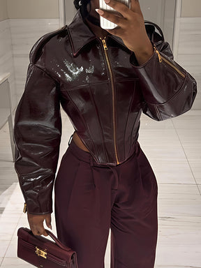Leather Bustier Bodice Tight Fit Jacket