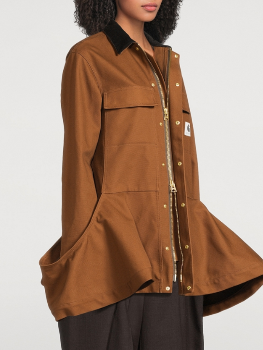 Exaggerated Flared Hem Canvas Jacket