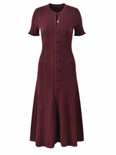 Threaded Single-breasted Knitted Dress