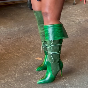 Women's Fashion Suede Patchwork Wide Boots